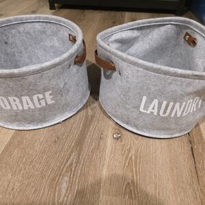 Gray Laundry Storage Baskets
